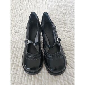 Vintage 90s Mudd Goth Preppy Academia Black Leather Mary Janes Size 7